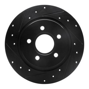 Volvo S40 Brake Rotor (1) - Rear Left - R1 Concepts - Drilled & Slotted - Black - `04-`13